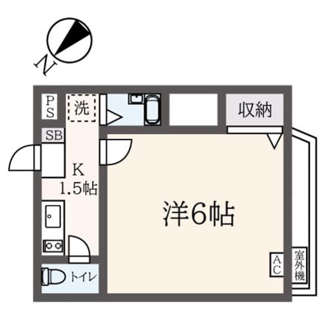 ソリッド西船橋(1K/2階)の間取り写真