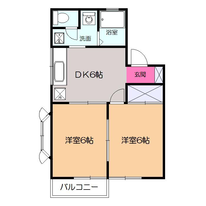 グリーンサカエ(2DK/2階)の間取り写真