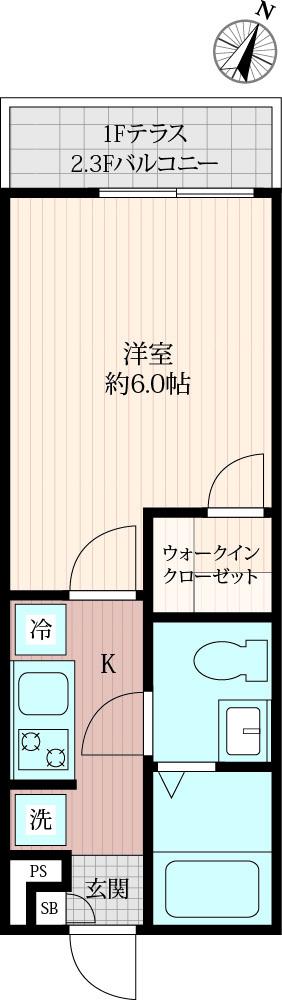 勝田台ガーデンテラス(1K/1階)の間取り写真