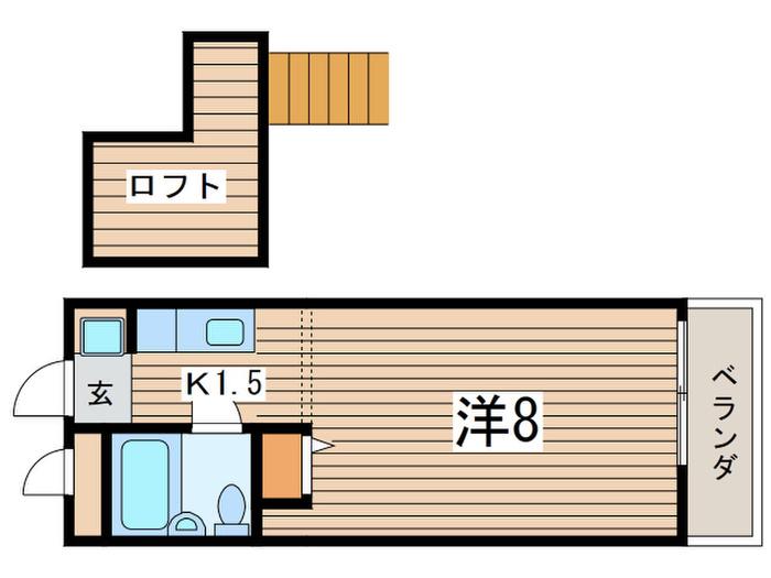 つきみ野コーポ(1K/2階)の間取り写真