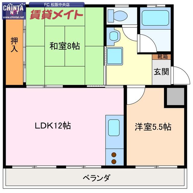 エスペランス中央(2LDK/1階)の間取り写真