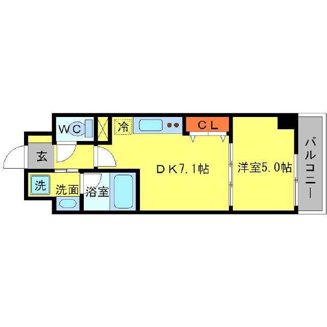 BRAVI南堀江(1DK/7階)の間取り写真