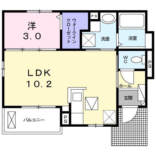 イゾラ デラ フォルトゥーナII(1LDK/1階)の間取り写真