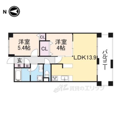パインフィールド洛東(2LDK/9階)の間取り写真