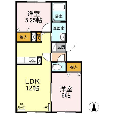 ルグラン松森(2LDK/2階)の間取り写真