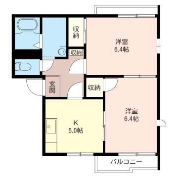 メゾンホジョウA(2DK/2階)の間取り写真