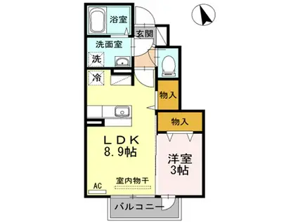オリビエキャステーロ(1LDK/1階)の間取り写真