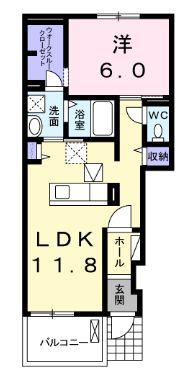 ラ・フレーズI(1LDK/1階)の間取り写真