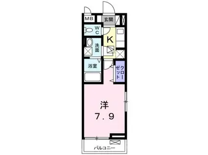 ラ ベレッツァ(1K/3階)の間取り写真