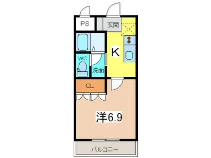 コンフォートレジデンス(1K/2階)の間取り写真