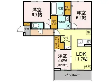 コリーヌ(3LDK/2階)の間取り写真