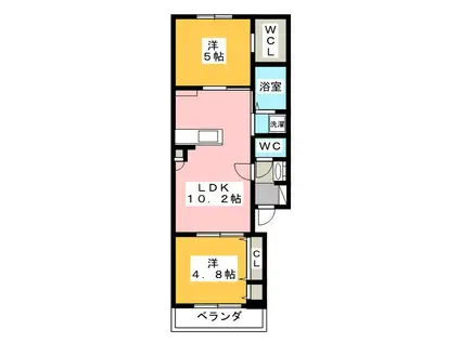 ピアチェーレ(2LDK/1階)の間取り写真