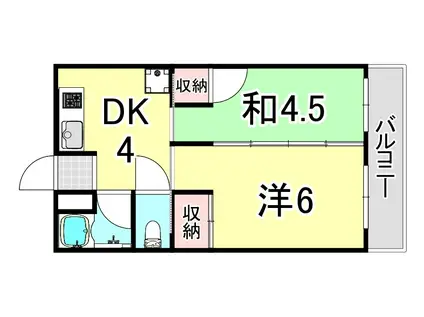 武庫之荘マンション(2K/3階)の間取り写真