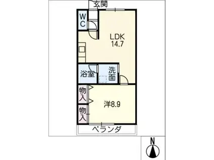 ウイング勝幡(1LDK/3階)の間取り写真