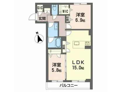 シャーメゾン本郷(2LDK/2階)の間取り写真