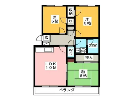レジデンスISHII N(3LDK/3階)の間取り写真