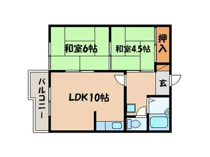 コーポTOSHI(2LDK/2階)の間取り写真