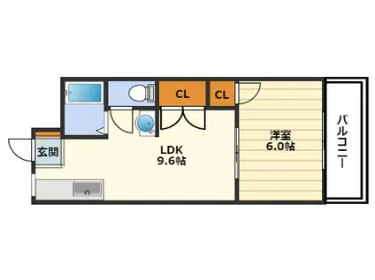 カーサ天六(1LDK/4階)の間取り写真