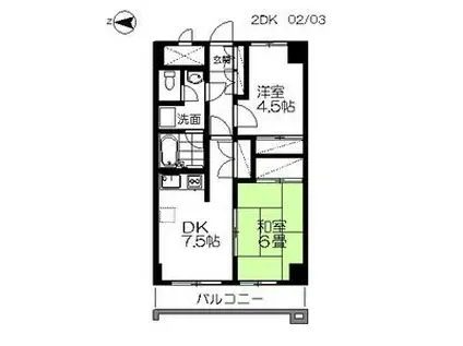 ロイヤルヒルズ柳生I(2DK/5階)の間取り写真