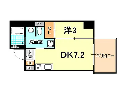 シティフラット兵庫(1DK/4階)の間取り写真