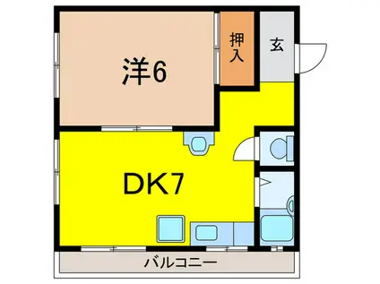 西明石サンライズマンション(1DK/3階)の間取り写真