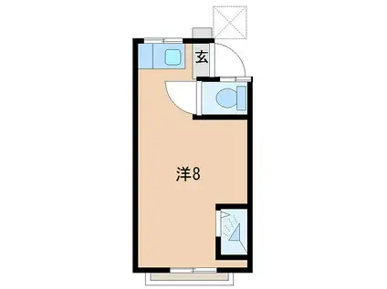 白喜久荘(ワンルーム/2階)の間取り写真