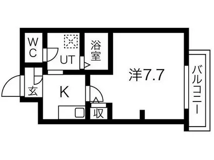 エヌエムスワサントヌフサウス(1K/3階)の間取り写真