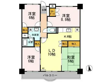 エザンス木之庄II(4LDK/4階)の間取り写真