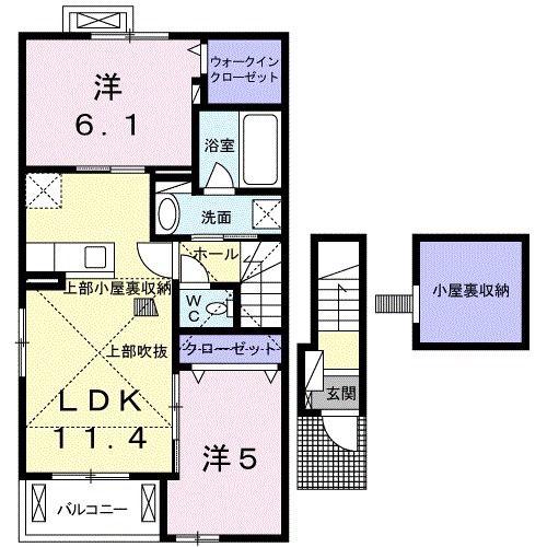 JADEHOUSE D(2LDK/2階)の間取り写真