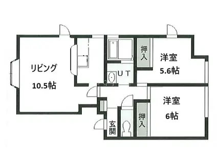 メゾン美園(2DK/2階)の間取り写真