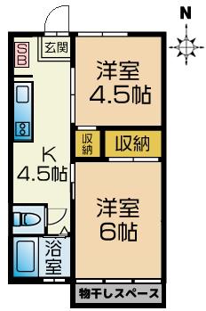 メゾンモンターニュ(2DK/3階)の間取り写真