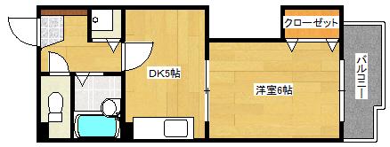 パークサイドYNY(1DK/2階)の間取り写真
