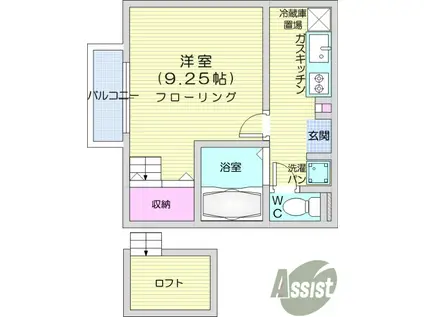 カーサ二本杉(1K/1階)の間取り写真