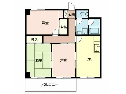 グロウブ東翠園(3DK/4階)の間取り写真