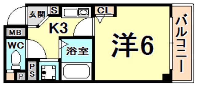 エトレ甲風園(1K/3階)の間取り写真