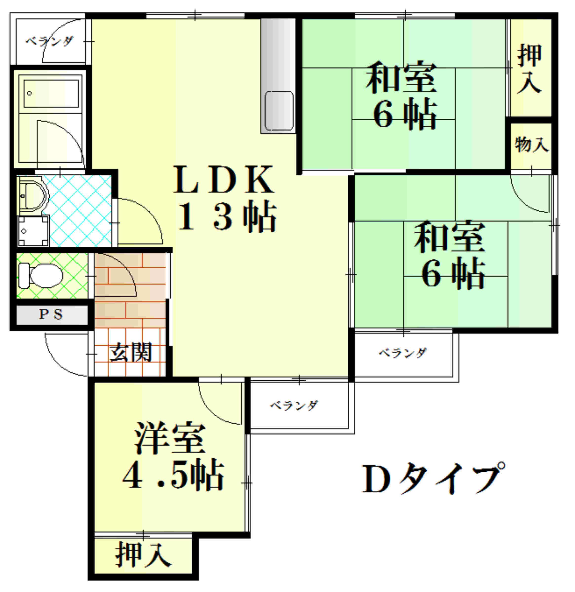 ハイツリバーサイド(3LDK/2階)の間取り写真