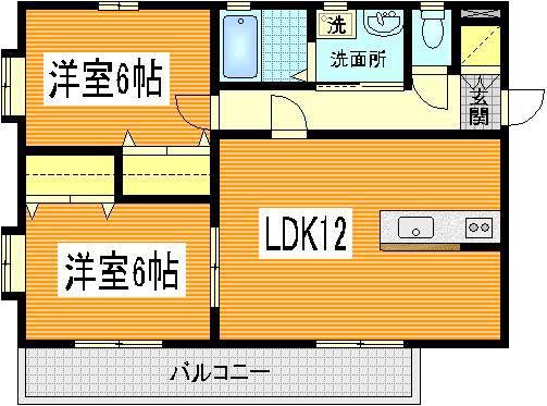 CASA宮島口(2LDK/3階)の間取り写真