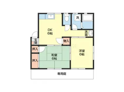 ローズ北出島(2DK/1階)の間取り写真