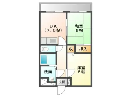 高洋ビルIV(2DK/2階)の間取り写真