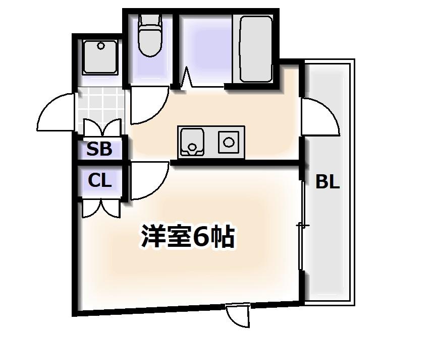 ドミール桜川II(1K/6階)の間取り写真