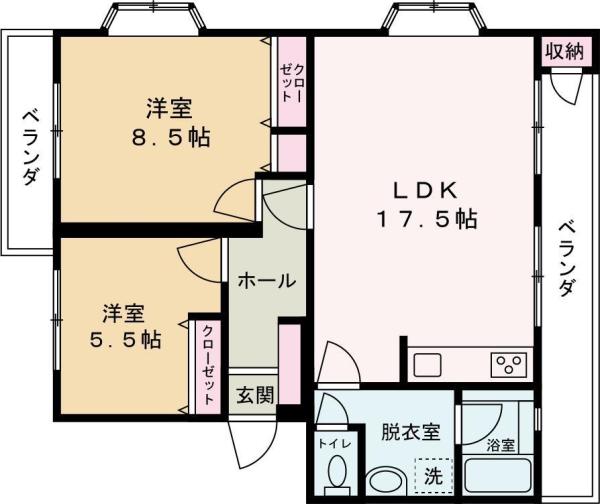 エメラルドマンション北平野 301号(2LDK/3階)の間取り写真