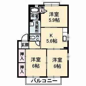 シャーメゾン鴨庄 B(3K/1階)の間取り写真