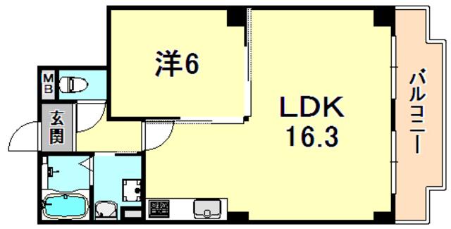 ハウゼ・ケイ魚崎(1LDK/3階)の間取り写真