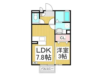 エバーグリーンハイツ(1DK/2階)の間取り写真