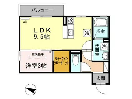 フルレット 202(1LDK/2階)の間取り写真