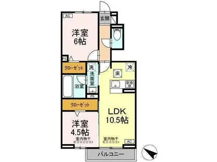 ブランフルール(2LDK/1階)の間取り写真