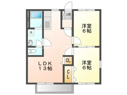 ユトリロ北山2(2LDK/2階)の間取り写真