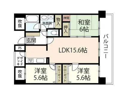 トレゾア西原(3LDK/5階)の間取り写真