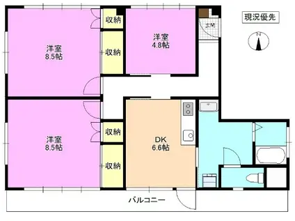 レッドウィングマンション(3DK/3階)の間取り写真