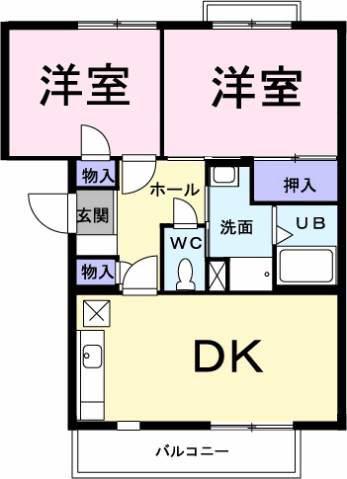 リヴィエールヤサキ(2DK/3階)の間取り写真